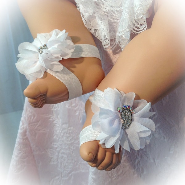 Baby Barefoot Sandals, Rhinestone Barefoot Baby Sandals, Baby Shoes, Barefoot Sandals