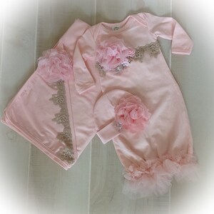 Newborn Girl Coming Home Outfit, Pink Take Home Outfit, Baby Girl Gown ...