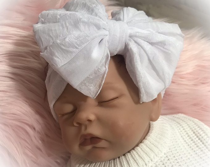Baby Chiffon Bow Headband, Ruffle Baby Bow
