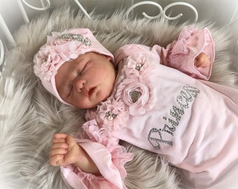 Newborn Girl Take Home Outfit, Pink Lace Princess Coming Home Gown