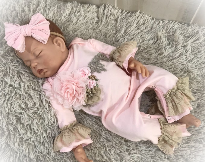 Newborn Girl Coming Home Outfit, Baby Ruffle Romper, Shower Gift