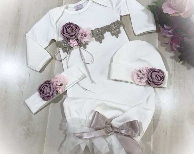 Newborn Girl Coming Home Outfit, Take Home Outfit, Baby Girl Gown