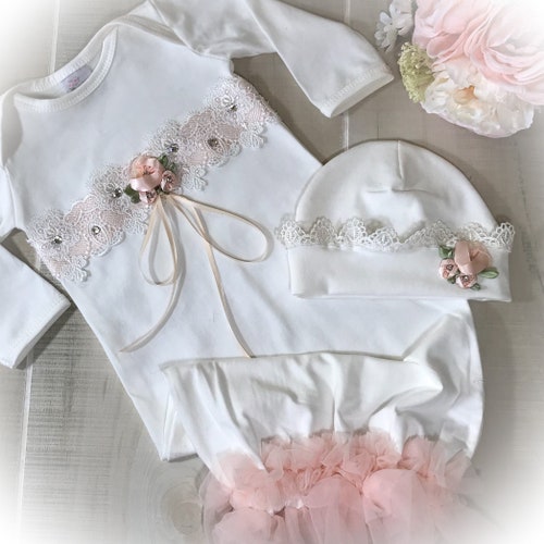 Newborn Girl Coming Home Outfit Personalized Pink Ruffle Baby - Etsy