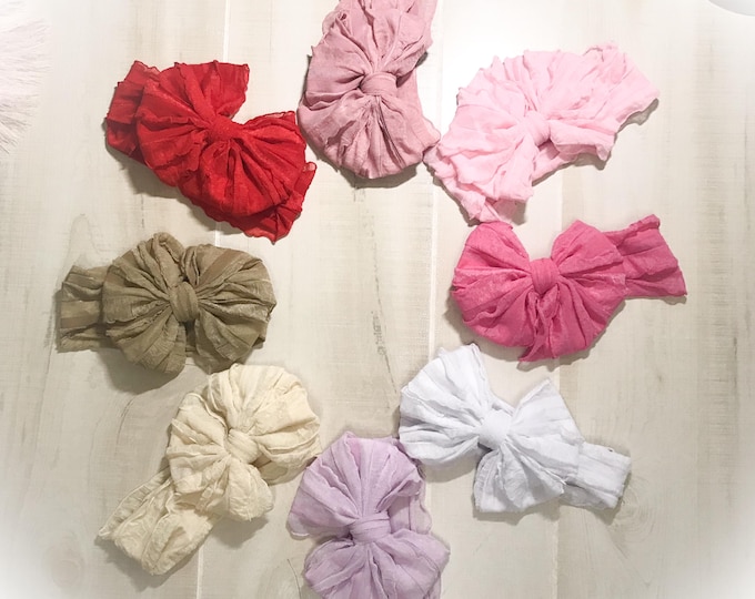 Baby Chiffon Bow Headband, Ruffle Baby Bow