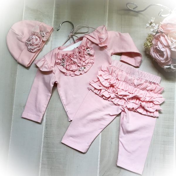 Baby Girl Go Home Outfit,Ruffle Pant Set, Coming Home Outfit