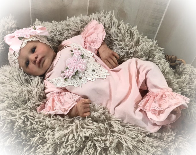 Newborn Girl Coming Home Outfit, Ruffle Romper, Baby Girl Take Home Romper