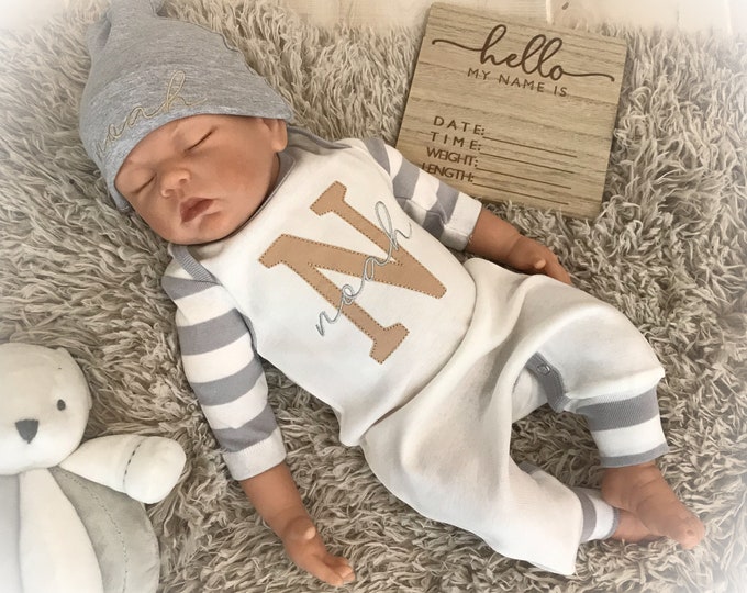Personalized Boy Romper, Personalized Baby Boy Coming Home Outfit