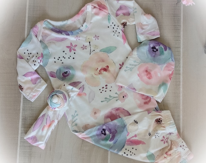 Baby Girl Layette Set, Newborn Girl Hospital Gown, Newborn Girl Bring Home, Baby Shower Gift