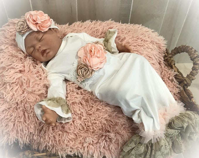 Newborn Girl Coming Home Outfit, Newborn Girl Gown,Baby Girl Take Home Outfit,Shower Gift