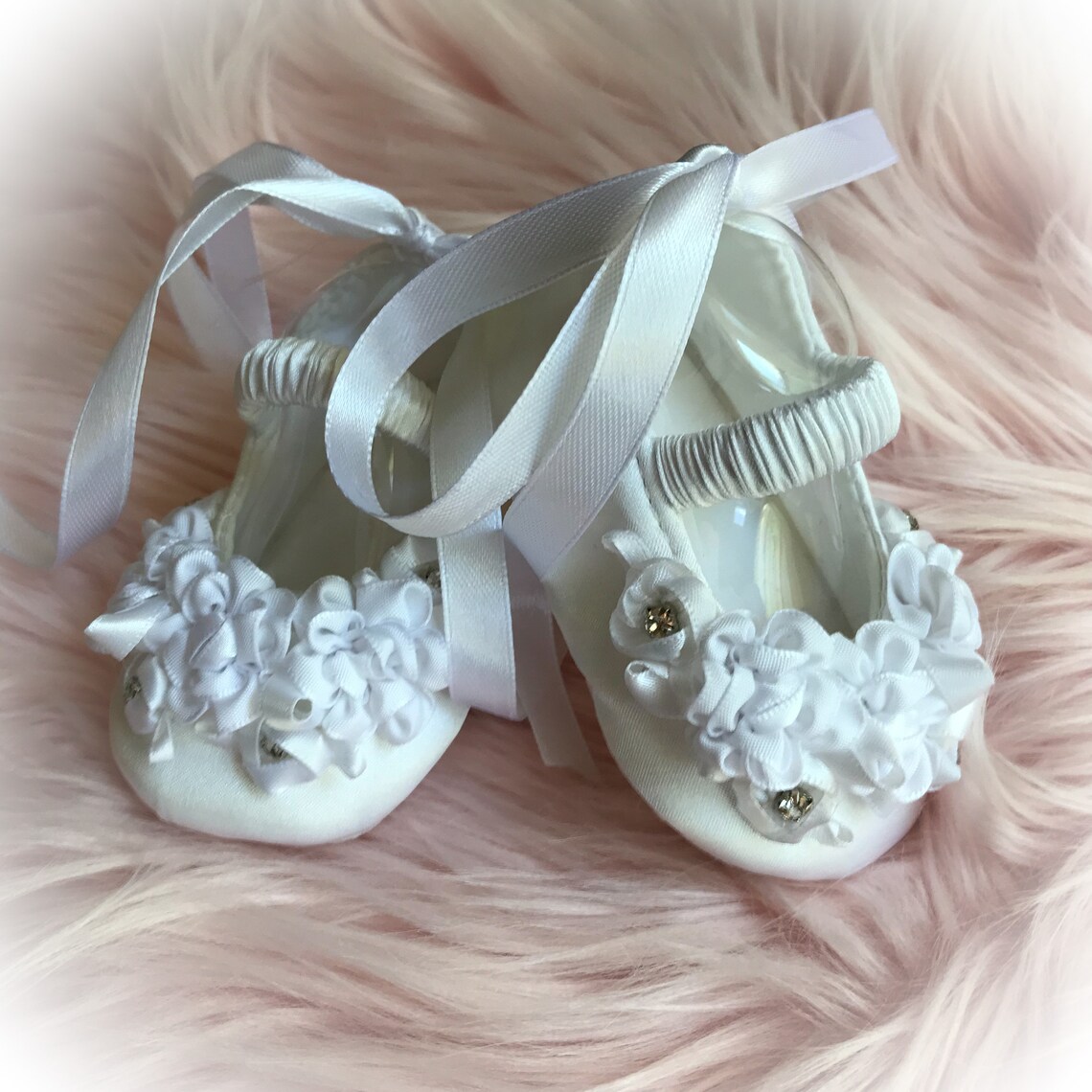 Baby Girl Shoes Christening Shoes Satin Baby Crib Shoes Etsy