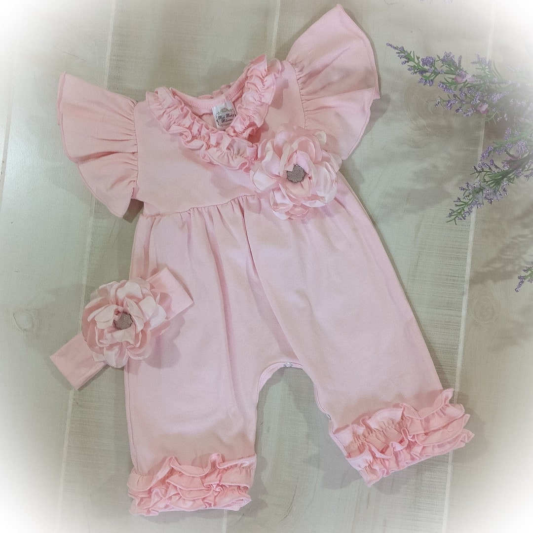 Pink Ruffle Newborn Romper: Baby Girl Coming Home Outfit - Etsy