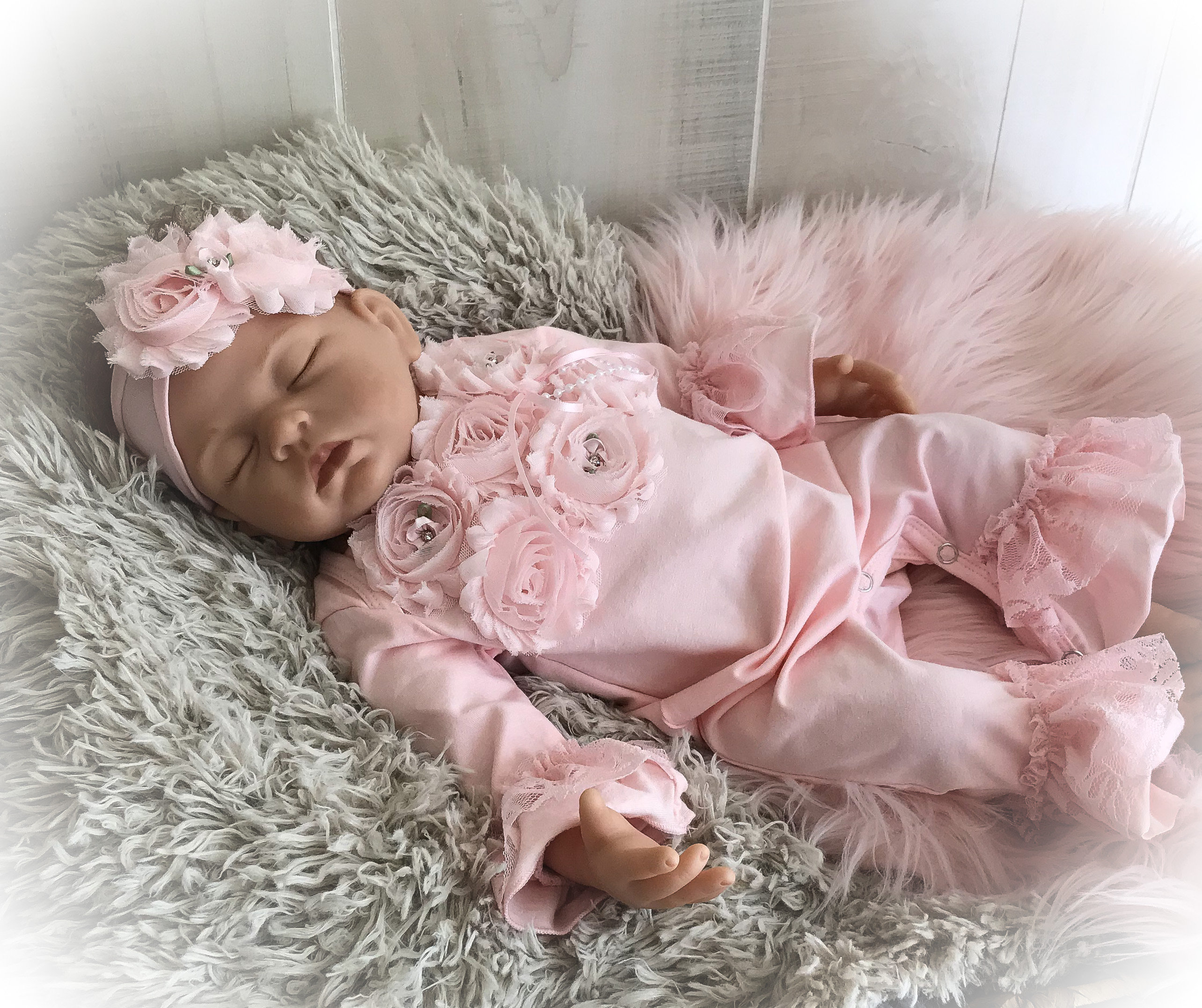 Newborn Girl Coming Home Outfit Pink Ruffle Romper Baby Girl Take Home Romper