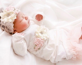 Newborn Girl Coming Home Outfit, Newborn Girl Gown, Go Home Outfit, Baby Girl Take Home Outfit, Newborn Girl Layette