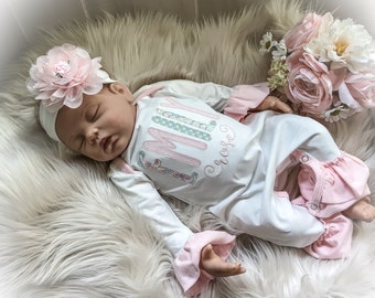 Newborn Girl Coming Home Gift, Personalized Baby Girl Romper