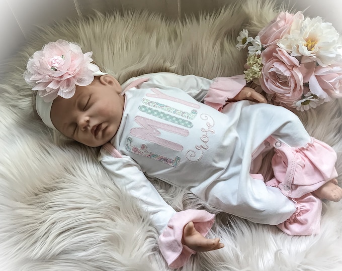 Newborn Girl Coming Home Gift, Personalized Baby Girl Romper