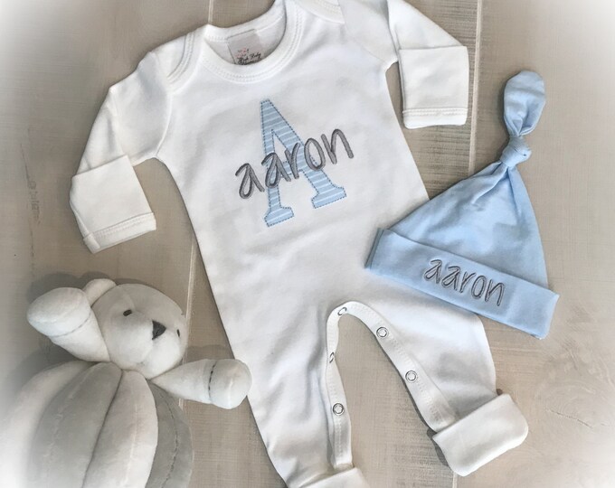 Personalized Coming Home Baby Romper, Monogram Baby Outfit, Infant Boy Gift