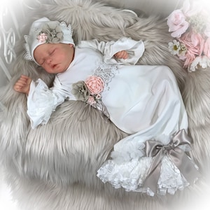 Newborn Girl Take Home Outfit, Lace Victorian Baby Gown, Unique Baby Coming Home Gown