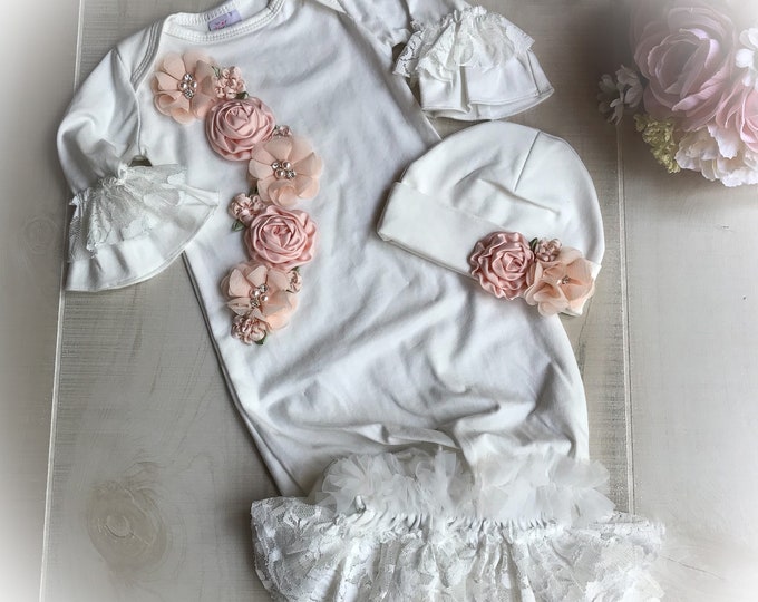 Newborn Girl Peach Take Home Outfit