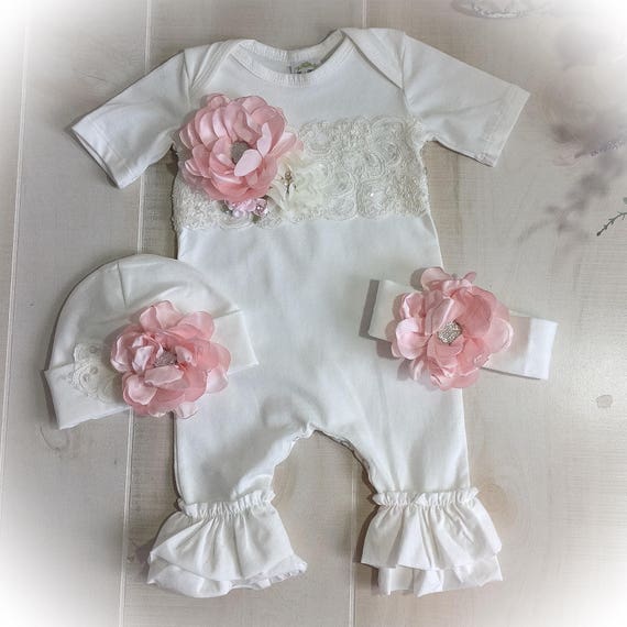 Newborn Coming Home Outfit Ruffle Baby Romper Baby Girl Take | Etsy