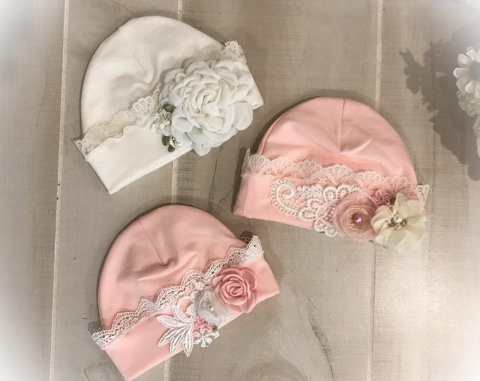 Newborn Girl Hat, Baby Hospital Hat, Unique Baby Gift, Baby Shower Gift, Baby Girl Cap