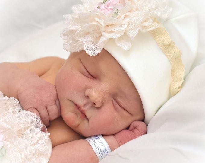 Newborn Girl Hat, Baby Hospital Hat, Unique Baby Gift, Baby Shower Gift, Baby Girl Cap