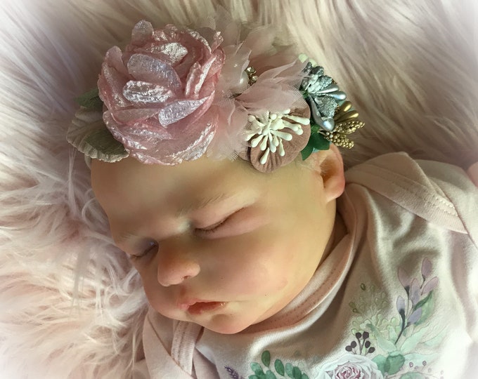 Newborn Pink Floral Headband for Photo