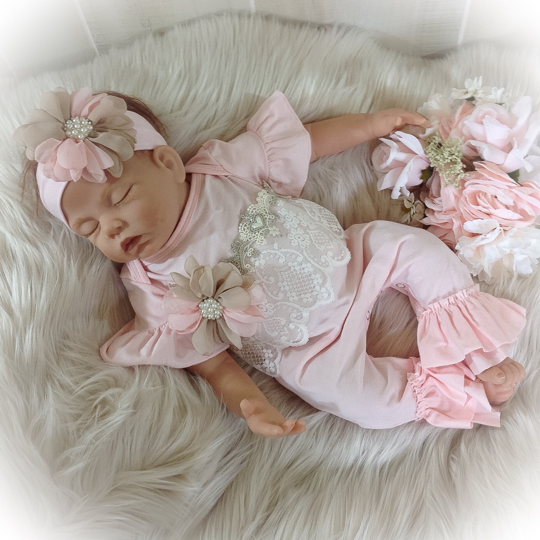 Newborn Girl Coming Home Outfit, Baby Girl Ruffle Romper, Victorian B…