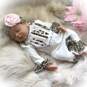 Personalized Coming Home Outfit, New Baby Gift, Leopard Monogrammed Baby Romper