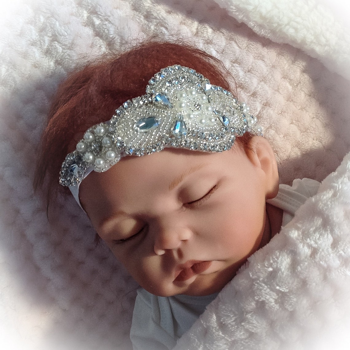 Baby Girl Headband With Rhinestones Newborn Girl Tiara Etsy