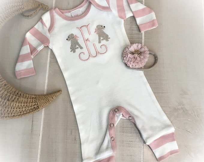 Baby Girl Personalized Romper, Embroidered Baby Romper