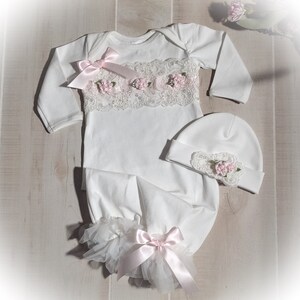 Newborn Girl Take Home Outfit Ivory Layette Gown Cap With - Etsy