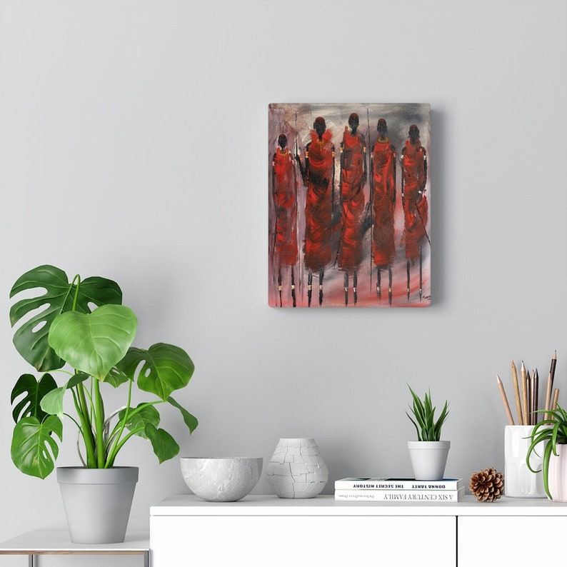 Home decor Office Canvas Gallery Wraps African tribe print artwork Masai Warrior Series Large Stretched Canvas art print Wall art