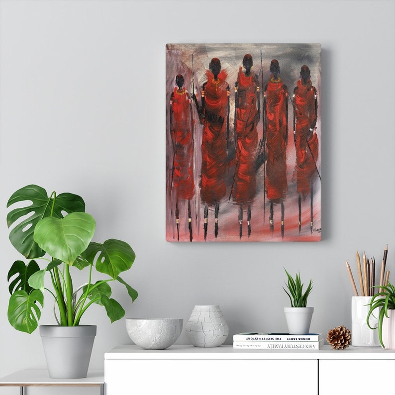 Home decor Office Canvas Gallery Wraps African tribe print artwork Masai Warrior Series Large Stretched Canvas art print Wall art