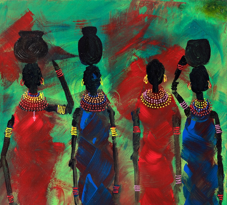 Masai girls / A Unique Wall ArtAfrican Girls Art Print