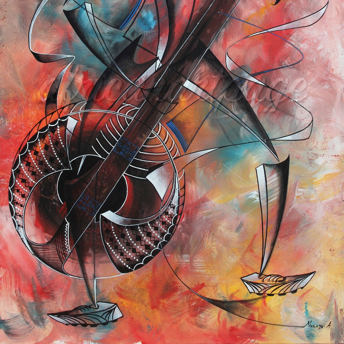 Zeze music Instrument /Abstract Instant downloadable print at Etsy