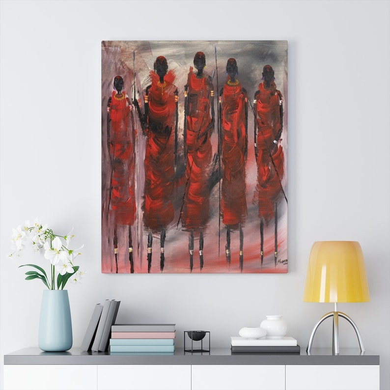 Home decor Office Canvas Gallery Wraps African tribe print artwork Masai Warrior Series Large Stretched Canvas art print Wall art