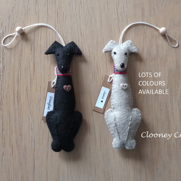 Personalised Greyhound Gift, Personalised Lurcher Gift, Felt Greyhound, Customised Dog, Hanging Decoration, Whippet Gift, Gift for Dog Lover