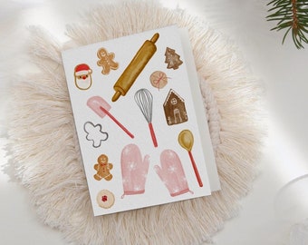 Christmas cookie card, Christmas artwork, Watercolor Christmas Cards. Christmas Handmade Cards,  Holiday Season Card, Christmas Card Set