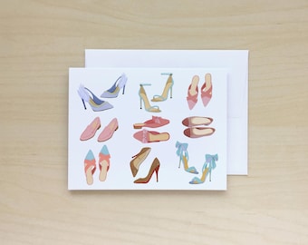 Shoe lover, happy birthday greeting card, valentine day card, fashion watercolor painting card, card for friend, mini wall art print decor