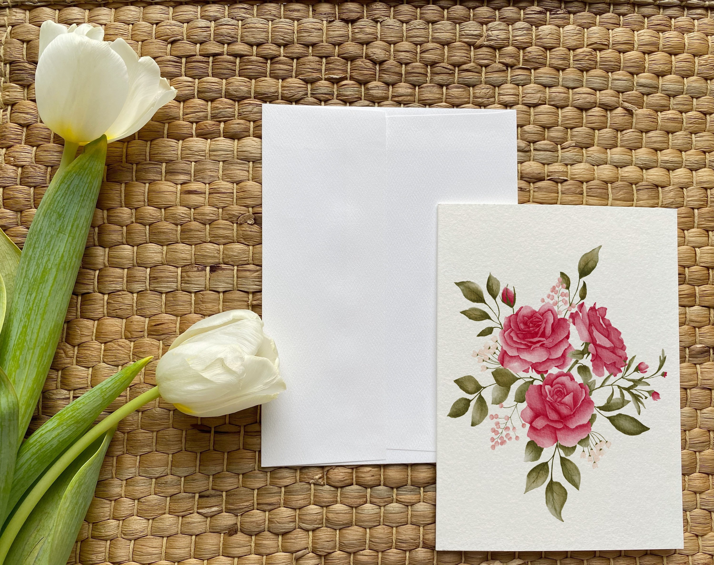 Rose bouquet greeting card floral greeting card gift for a Etsy