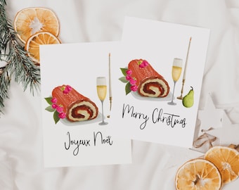 Christmas Foodie Greeting Card, Holiday Dinner Card, Christmas Cards Handmade, Holiday Greeting Card, Watercolor Christmas Cards, Cards Set