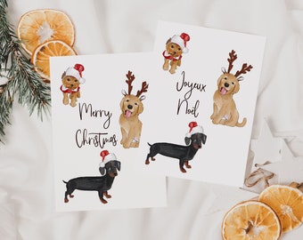 Dog lover Christmas card, Christmas dogs card, Watercolor Christmas Dog Card, Watercolor Christmas Cards, Christmas Cards Handmade, Holiday