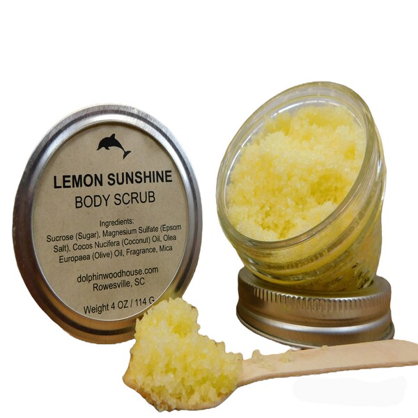 Lemon Sunshine Sugar and Salt Scrub 4oz / Foot Scrub / Hand Scrub / Body Scrub