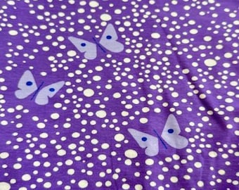 Lizzy House Purple Butterfly Jersey Knit Fabric for Andover Fabrics 2015 - EOB 30"