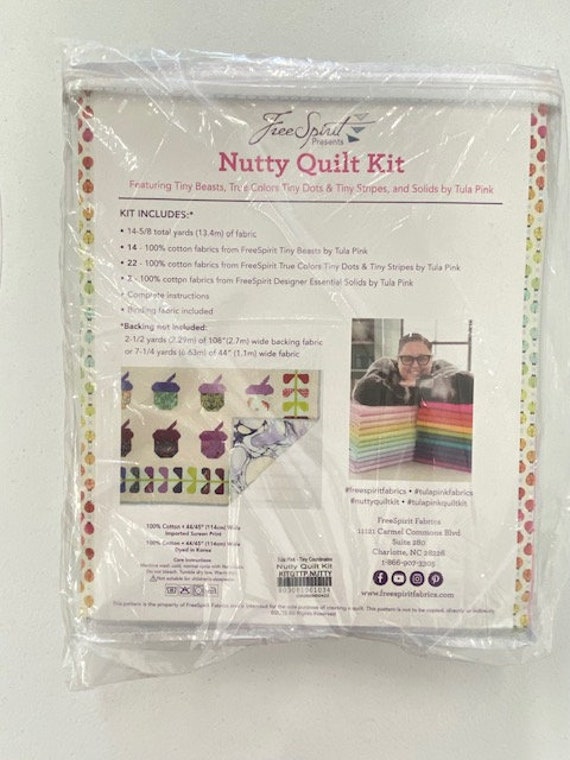 Nutty Quilt Kit - Featuring Tiny Beasts with True Colours Tiny Dots & Stripes and Solids by Tula Pink Nutty Quilt Kit - Featuring Tiny Beasts with True Colours Tiny Dots & Stripes and Solids by Tula Pink