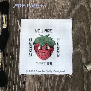 Fruit Pun Cross Stitch Pattern, Berry Special, Gift for Loved One, Drink Coaster Chart, Small Quick 3" Pattern, Instant Download
