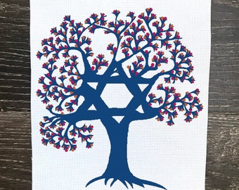 Tree of Life Cross Stitch Pattern, Jewish Etz Chaim, Advanced Extra Large Cross-Stitch Chart, Biblical Garden of Eden, Expert Level Stitcher