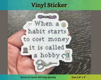 Adesivo para Hobbies de Ponto Cruz: Presente Divertido para Bordados, Adesivo para Artesãos