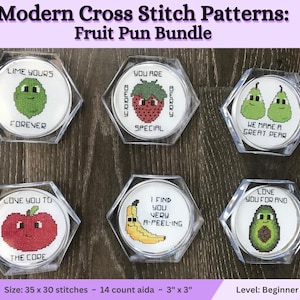 Kruissteekpatroon eten, woordspelingen, grafiekbundel, grappige voedselcitaten, minipatronen voor beginners, leuk jubileumcadeau, direct downloaden