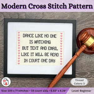 Snarky Dance Quote Cross Stitch Pattern, Funny Office Decor (PDF)